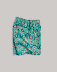 Blythe Drawstring Swim Shorts, Seaweed Jade Print Elasticated Swim short Riz Boardshorts 